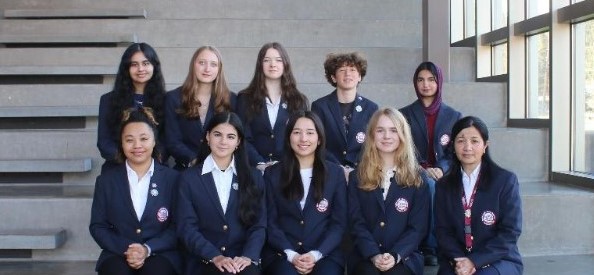 Top row: Eshal Aziz, Josie Holsenbeck, Emma Johnson, Elijah Cahn, Nooratun Salman
Bottom Row: Chance Davis-Jones, Kayla Roos, Kamila Henderson, Frances Gillies, Carmen Umdor-Singh (Advisor)